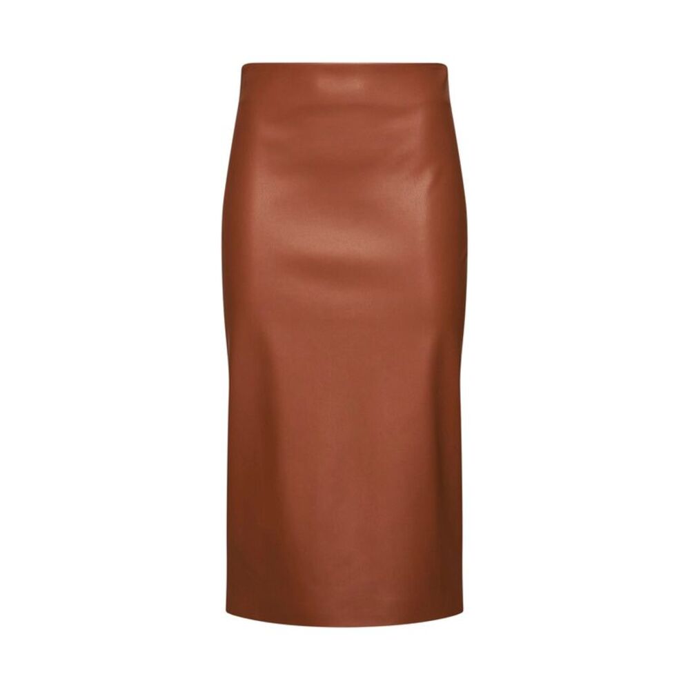 Blanca Vita Women Tan Faux Leather Goccia Midi Pencil Skirt